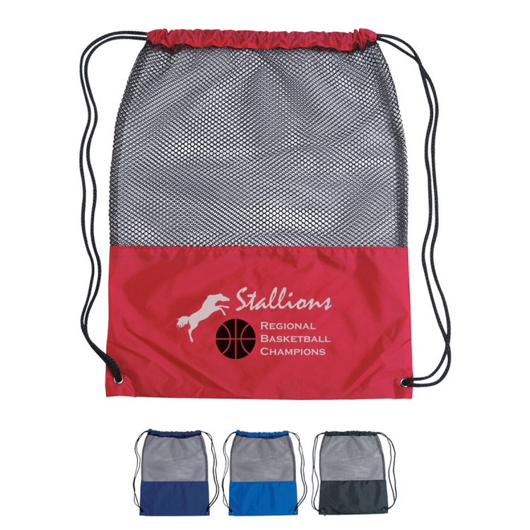 ツートーン ポリエステル ドローストリング バックパック ジッパー付き